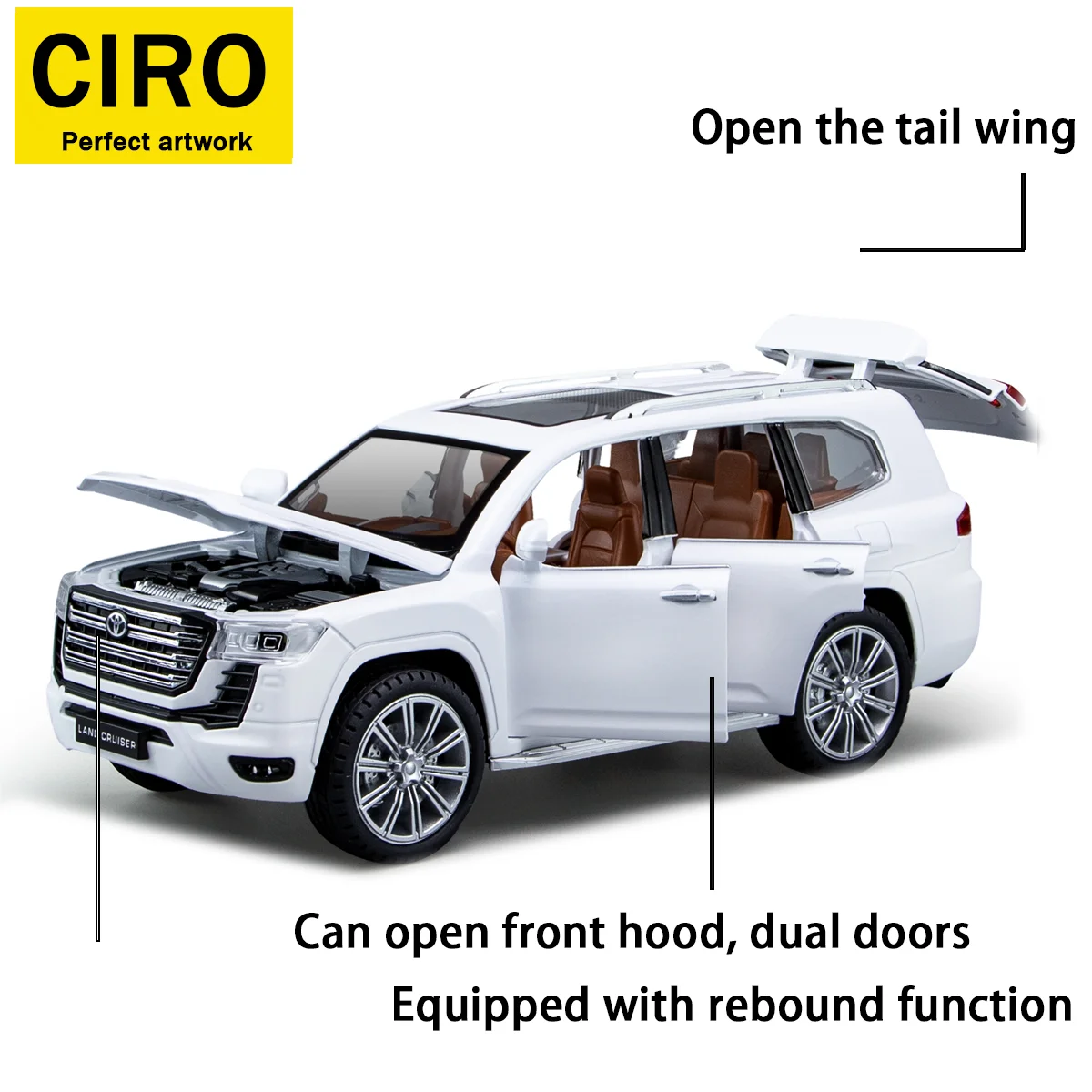 Giocattolo per veicoli pressofusi in lega Land Cruiser Lc300, giocattolo modello di auto 1/24, ornamento per collezione di auto, modello di auto giocattolo regalo di Natale