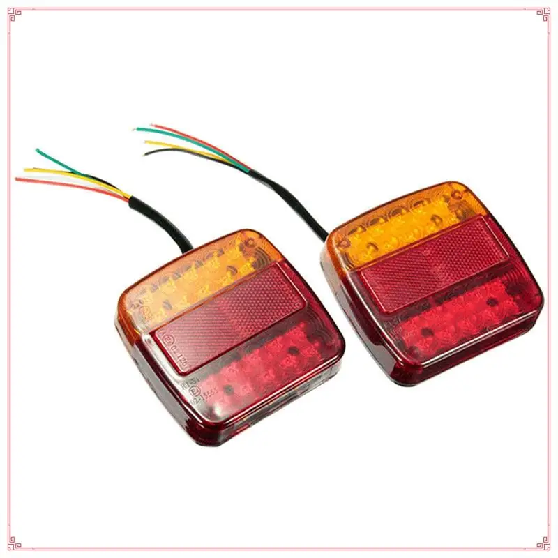 سحب الضوء الخلفي ل RV ATV دراجة نارية 2 قطعة 12 فولت 26LED مقاوم للماء سيارة الذيل ضوء مصباح مكبح وقف لوحة ترخيص عاكس #5