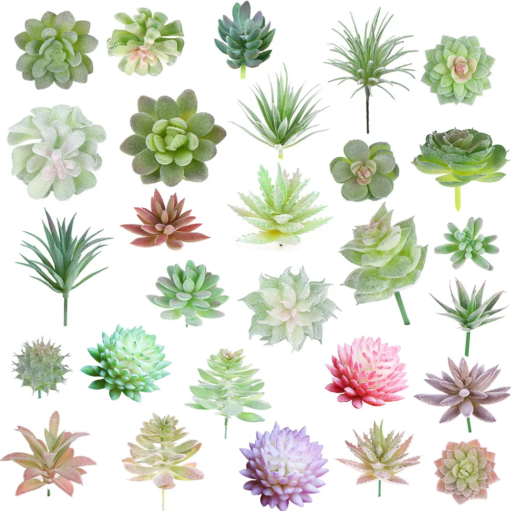 1pc Artifical Succulents Potted Plant Simulation Fake Flower Small DIY Plant PVC Planting PV Velvet Desktop Garden Wedding Decor