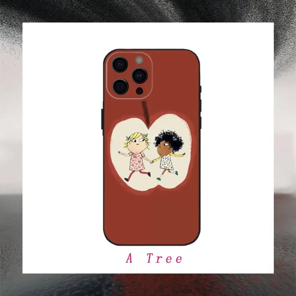 카툰 C-찰리와 L-로라 아이폰 17 16 15 14 13 12 맥스 플러스 실리콘 블랙 케이스