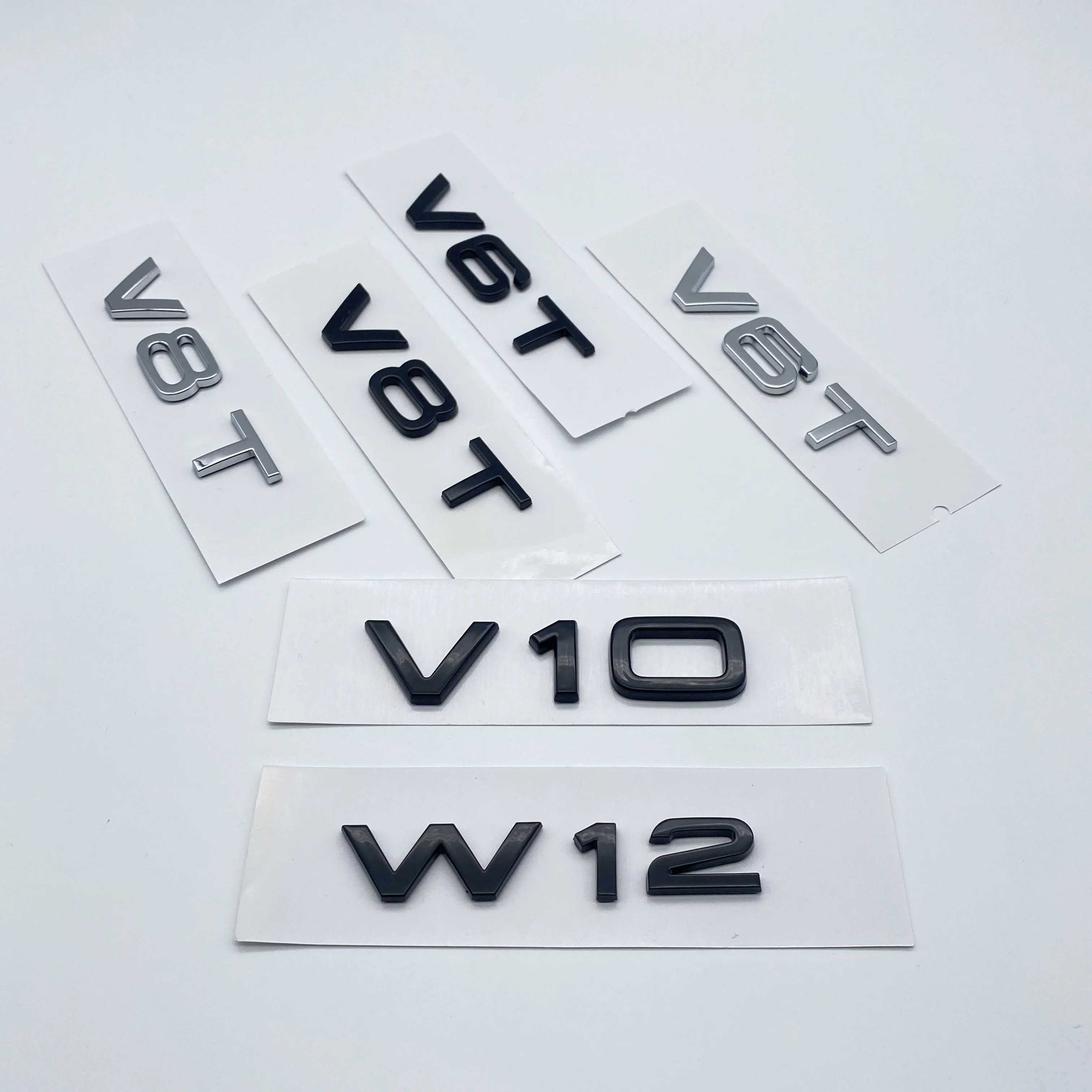 2 шт. хромированные черные буквы V6T V8T V10 W12, табличка с именем, эмблема, аксессуары, значок на крыло автомобиля, наклейка для A1 A4 A5 A6 A4L A8L TT RS7