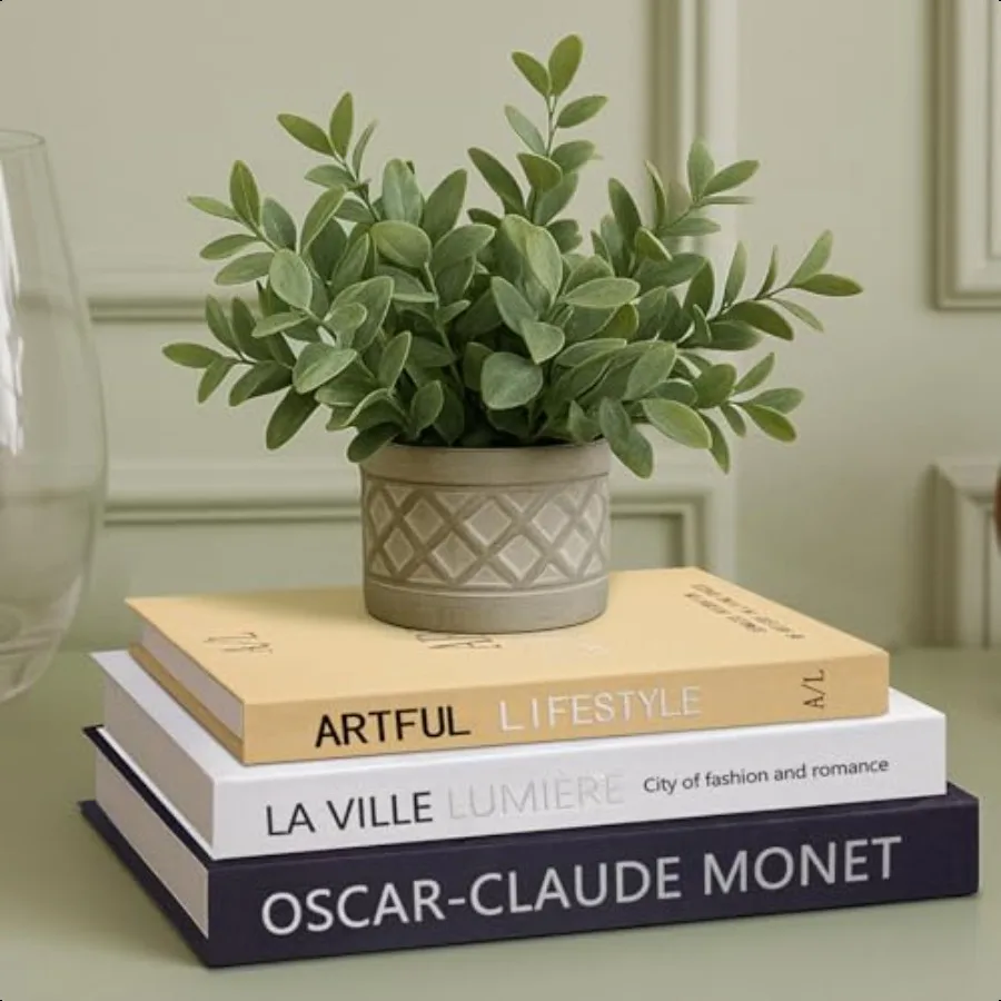 

Set of 3 Aesthetic Decorative Books Fake Books for Modern Home Decoration for Coffee Table Mantle Bookshelf Linen Decorative Bo