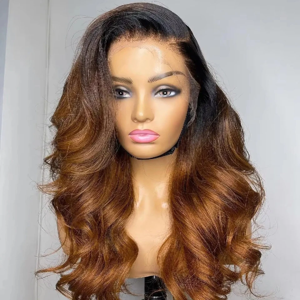 1B 30 Ombre Body Wave Human Hair Wigs 180% Density HD Transparent Lace Frontal Wigs 13x4 Lace Front Wig Preplucked Glueless Wigs