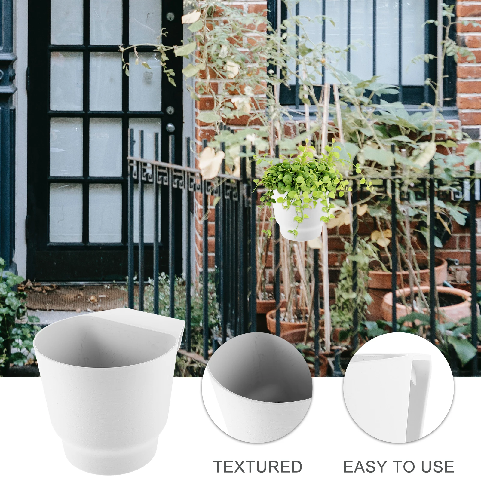 

Hanging Plant Flower Pots Black Circular Thickened Water Collector Suitable Balcony Garden Yard Home Indoor Plants Planter Decor