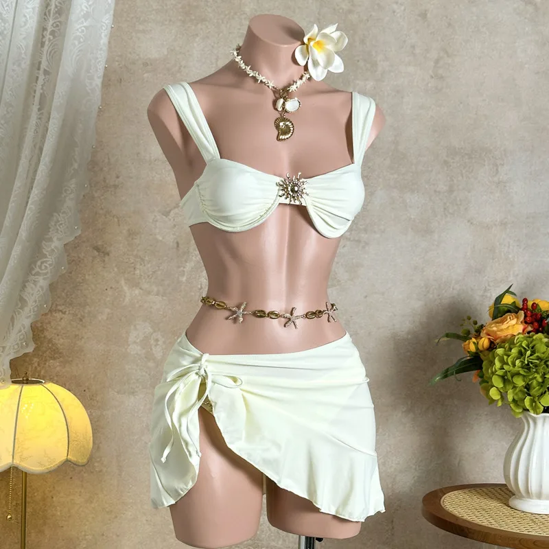 2026 Seksowne Bikini Damskie Stroje Kąpielowe Trzyczęściowe Kostiumy Plażowe Strój do Pływania Kostiumy Kąpielowe Brazylijskie Bikini Zestaw na Basen