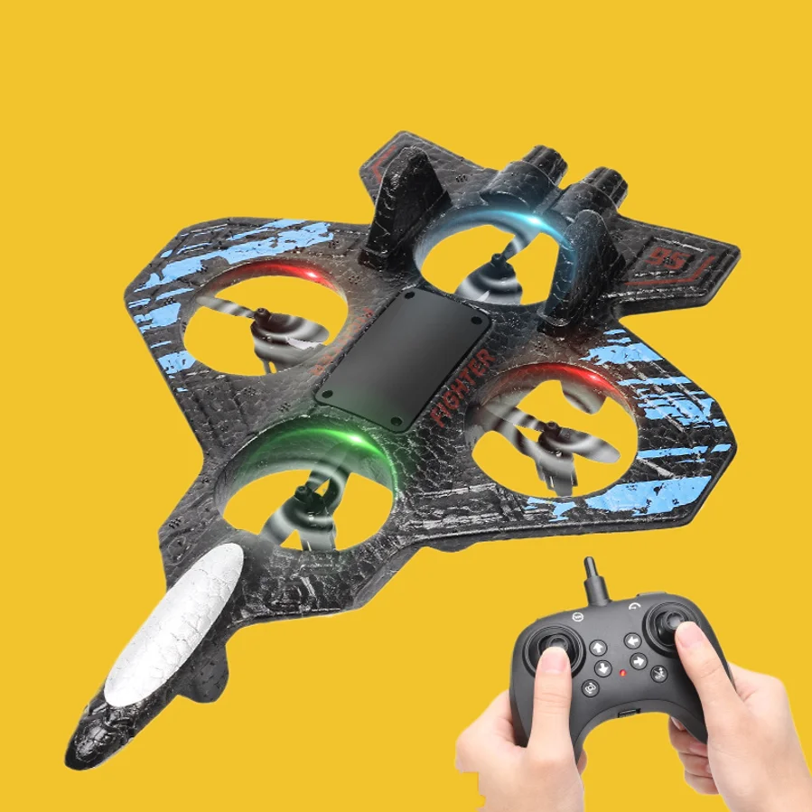 2.4G RC Fighter Plane Remote Control Airplane Toy for Kids, Mini Jet Aircraft Drone with LED Light, Outdoor Flying Hobby Gift