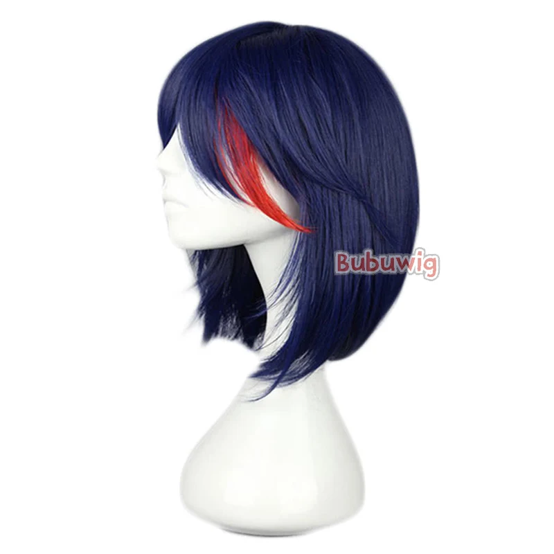 Bubuwig Synthetic Hair Kill La Kill Ryuko Cosplay Wig Women 40cm Blue Mixed Red Straight Synthetic Anime Wigs Heat Resistant