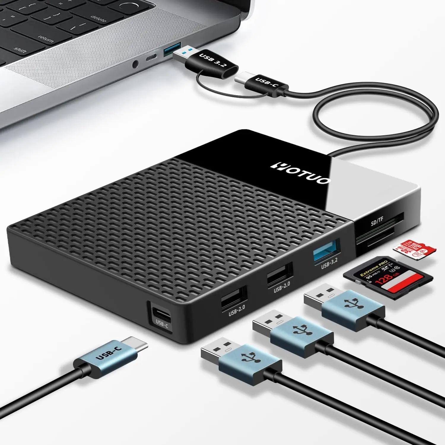 1TB External Hard Drive with USB-C Hub, 7-in-1 HDD Docking Station for Laptop/PC/iPhone/iPad