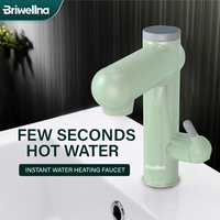 Briwellna 220V Water Heater Flowing Heater For Home Single Level Basin Faucet 2 in 1 Tankless Water Heating Tap Electric Geyser