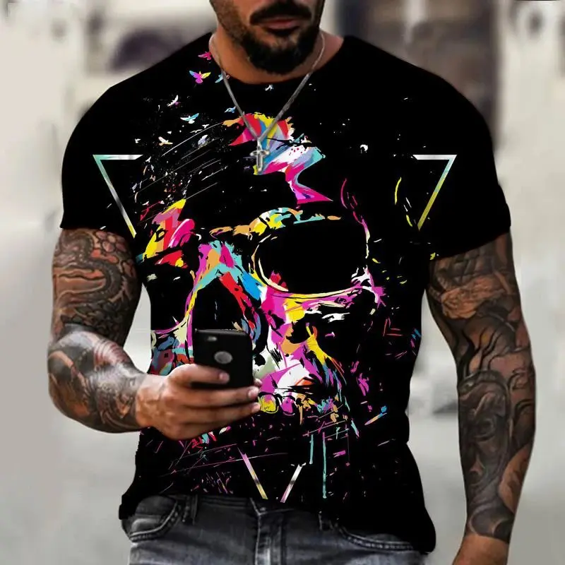 Men's Fashion 3d Printed High Quality T-Shirt Fun Scary Clown Print Top Street Personality Loose Plus Size O Neck Short Sleeve