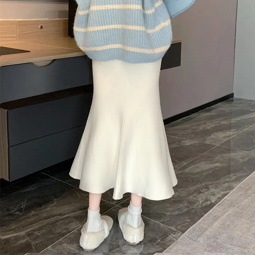

Women Fishtail Knit Pencil Skirt Women Autumn Spring High Waist Elegant Slim Fit Long Skirt Streetwear