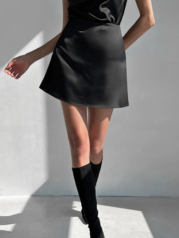 

Sexy Silk Satin Skirt Women's A-Line Wrap Bodycon Summer New Sle Tee Acetate f-length Hot Pants Low Waist Zipper