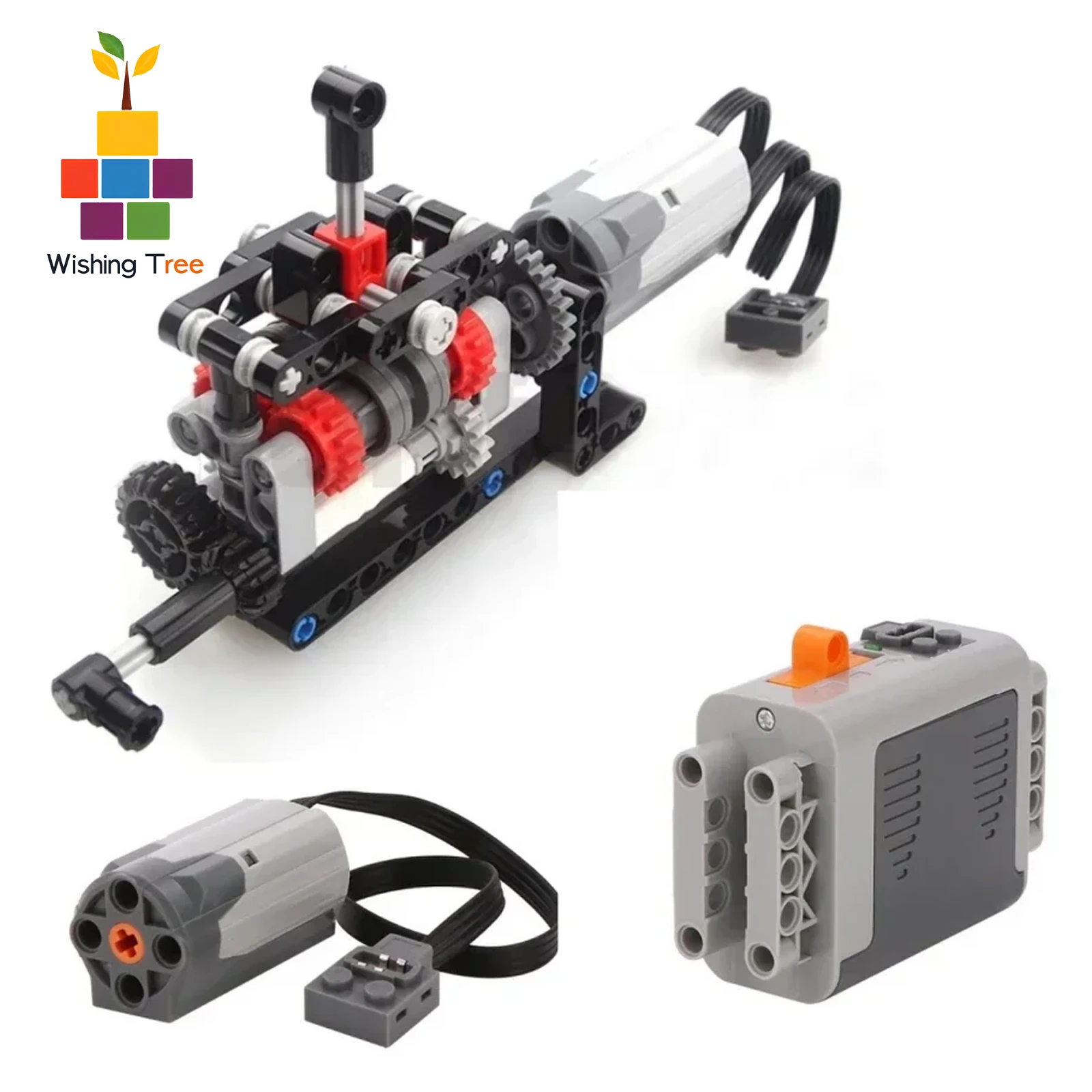 

MOC High-Tech 4 Speeds Gearbox Model DIY Manual Transmission Kit Compatible with Popular Building Blocks Brands M Motor Technica