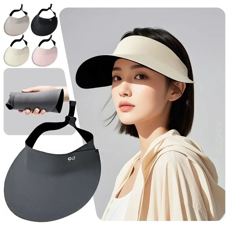 New Women Summer Sun Hat Large Brim Empty Top Ponytail Cap Outdoor Travel Hiking Sunscreen Visors UV Protection Fisherman Hats