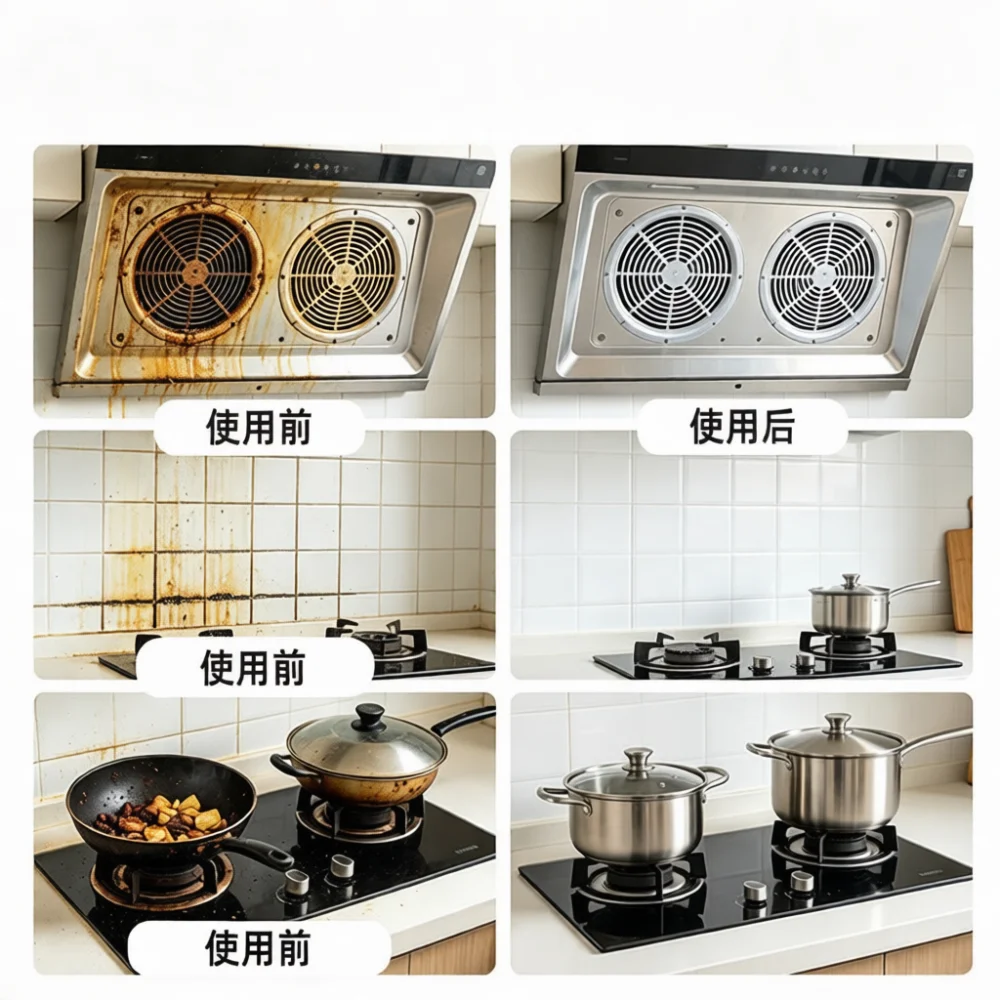 Heavy Duty Kitchen Degreaser Spray Fast Acting Oil Dissolver For Range Hood Kitchenware Stove Deep Cleaning Supplies