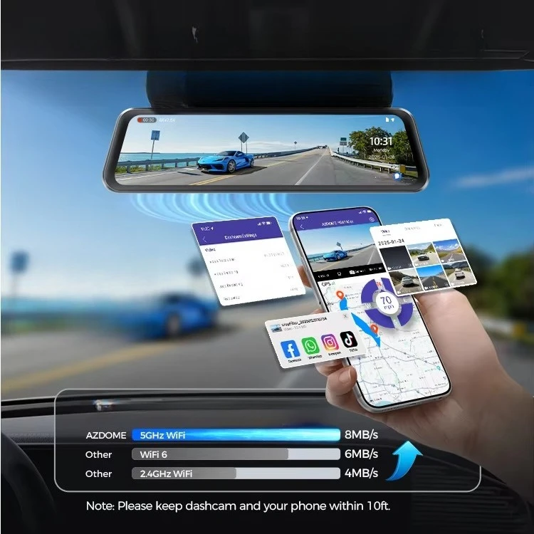 5G Wifi 4k Night Vision Dual Channel ADAS Smart Voice Control Built-in GPS Car Dvr 64GB Card  Car Black Box