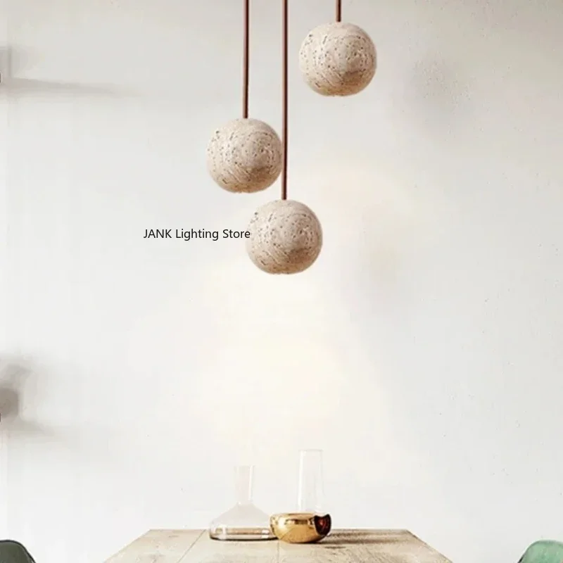 Nordic pietra naturale gialla stile Wabi Sabi comodino camera da letto sala da pranzo piccola luce rotonda illuminazione a sospensione creativa minimalista