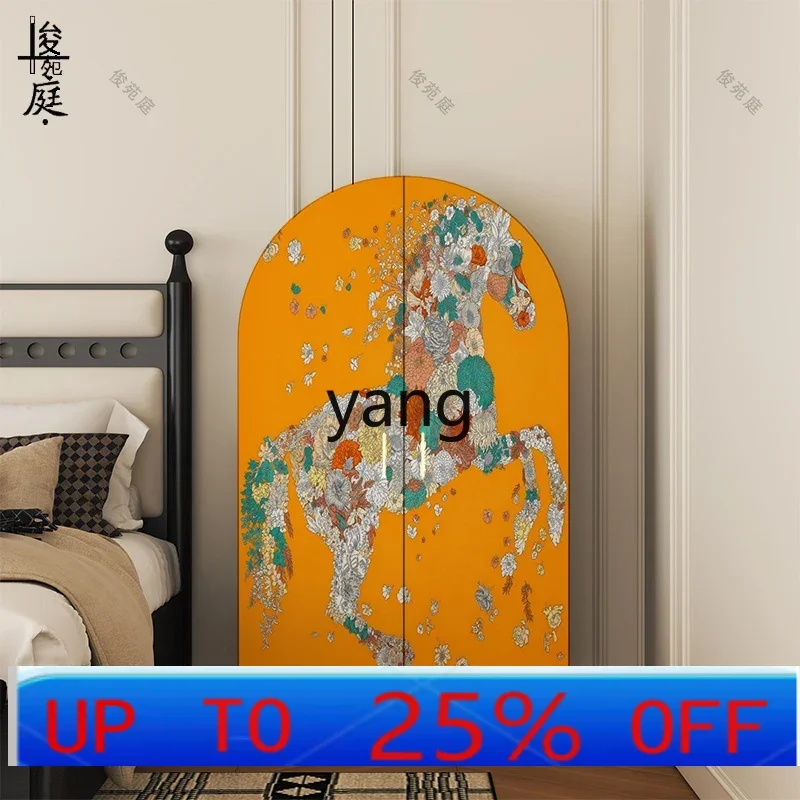 

LTT modern light luxury colored horse solid wood door bedroom home wardrobe storage against the wall