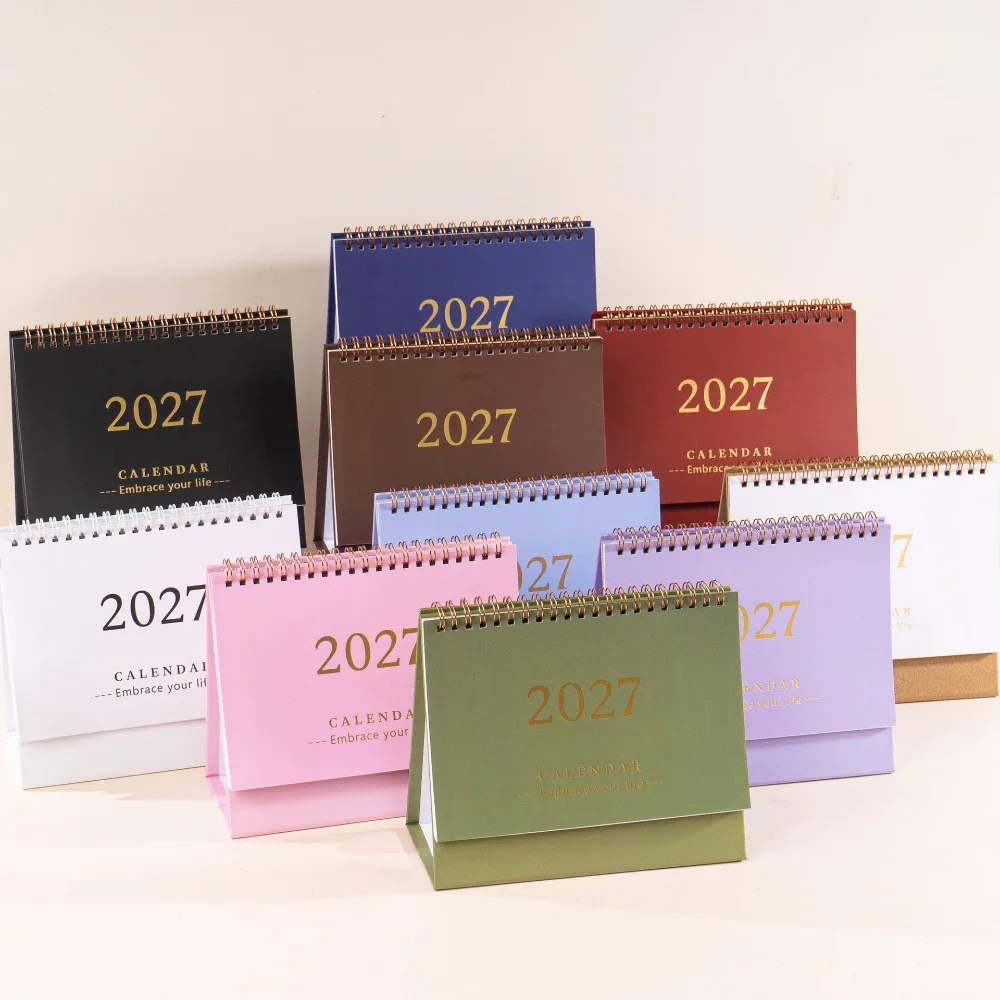 12 Months Small Desk Stand Up Calendar 2027 Desktop Calendar Academic Year Standing Flip Calendar Running for School Office Home