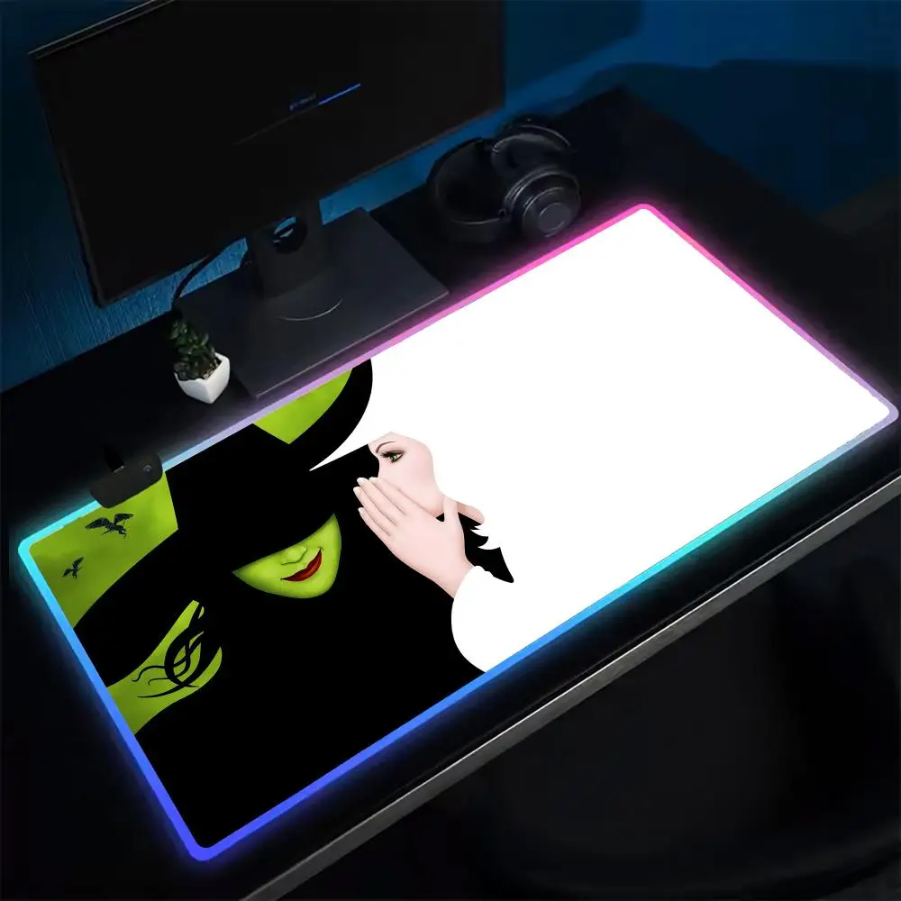 Wicked For Good Mouse Pad Anime Gaming Mouse Pad LED Table Pads Backlit Rubber Desktop XXL RGB Desk Mats
