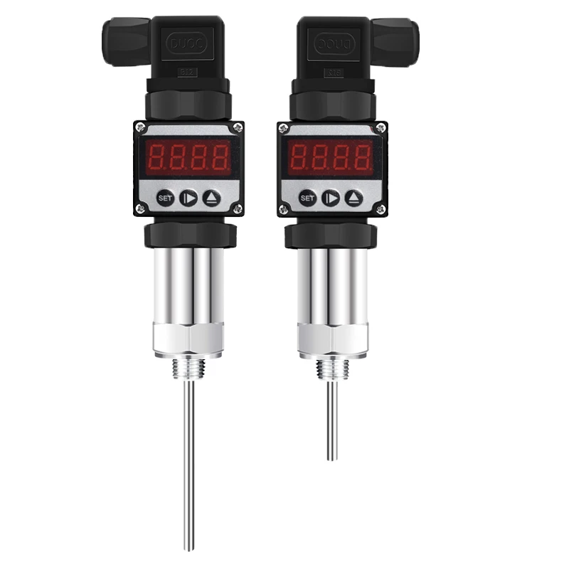 LED Display Plug-in Temperature Transmitter PT100 Temperature Measuring Probe Temperature Sensor 4-20mA Output RTD Transducers