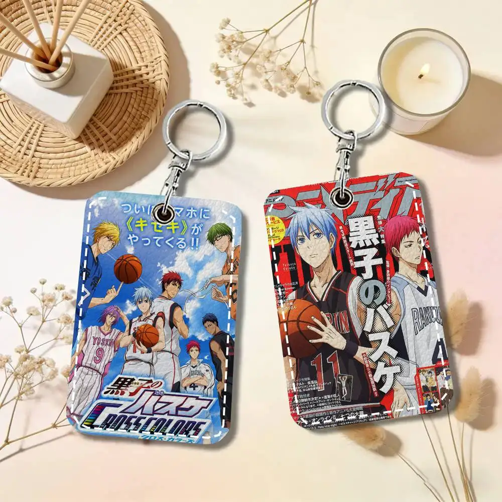 Japanese Anime Kuroko No Basket Card Wallet With Keychain Fashion Print Bank Card Protective Holder