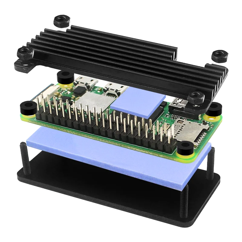 Capa de Alumínio Puro para Raspberry Pi Zero 2W, Estojo Protetor + Cortador de Agulhas e Parafusos