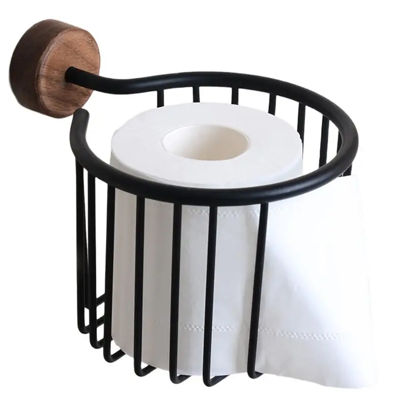 

-November Toilet Tissue Box Shelf Carton Pumping Mechanism Toilet Tissue Holder Solid Wood Roll Paper Holder Bathroom Walnut Des