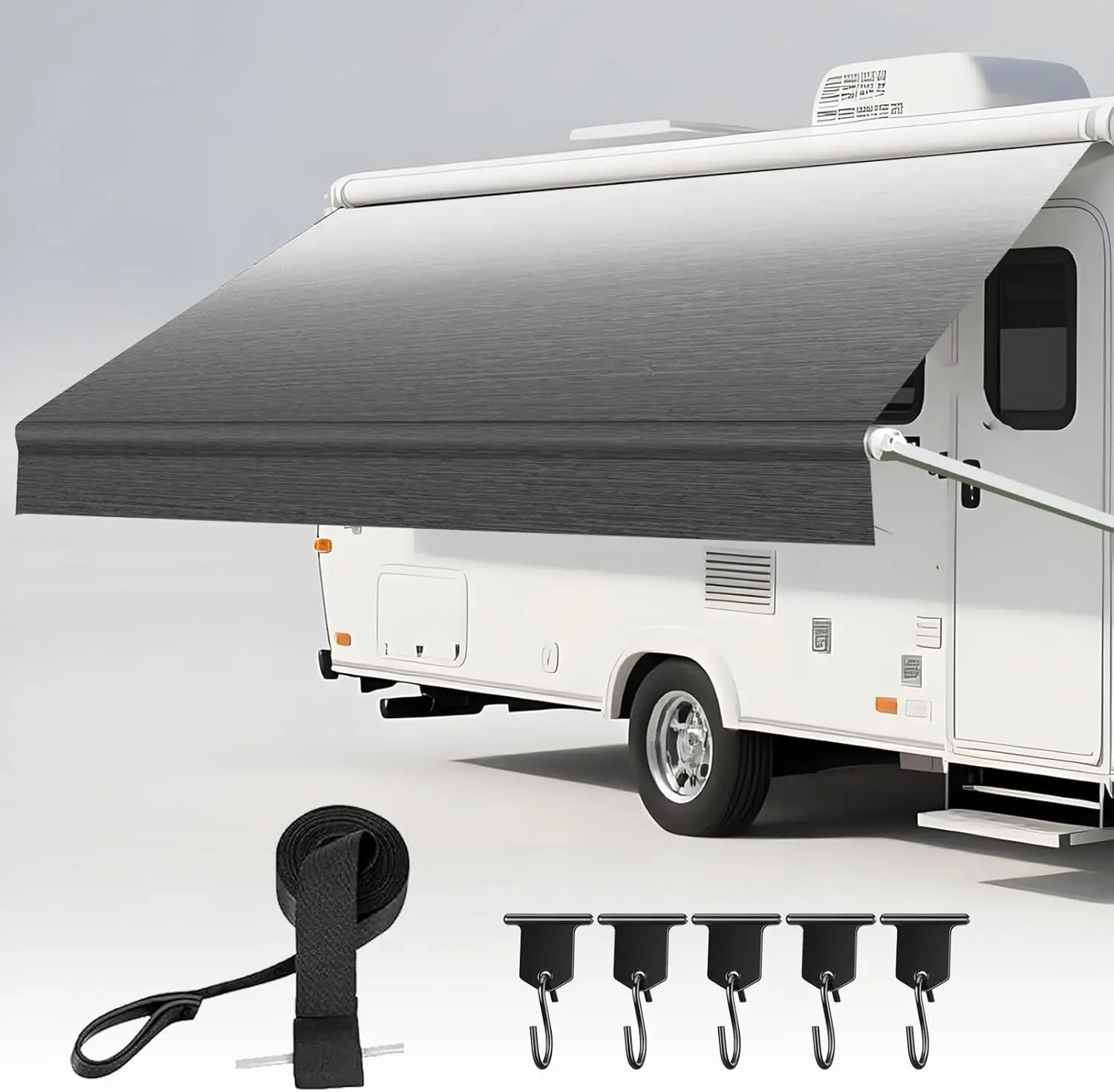 

Сменная ткань для навеса для автофургона длиной 17 футов, сверхпрочный атмосферостойкий винил с 5 крючками для кемперов и прицепов, серый выцветает