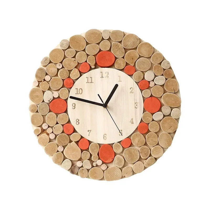 

Wooden wall clock, living room modern simple atmosphere Internet celebrity home fashion clock Nordic silent
