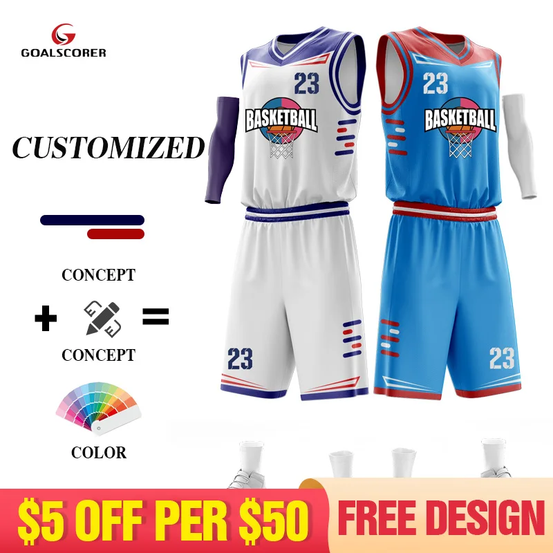 

Custom 100% Polyester Print Logo Full Sublimation Mens Reversible Basketball Jerseys Summer Mesh Basketball Uniform For Adults