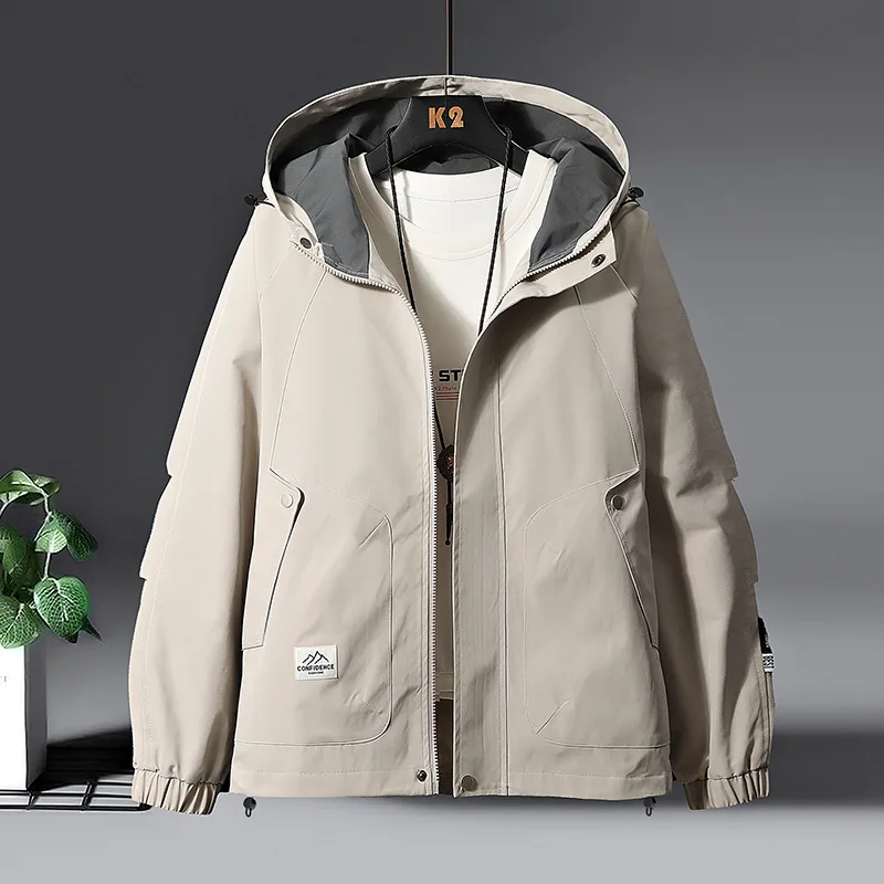 

Men's Hooded Windbreaker Jacket Spring Autumn Outdoor Windproof Casual Loose Work Top