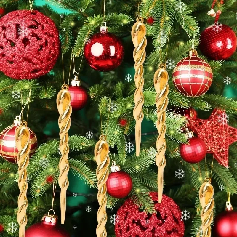 24/12 قطعة شجرة عيد الميلاد معلقة جليد عيد الميلاد محاكاة الذهب الفضة جليد زخرفة DIY بها بنفسك عيد الميلاد السنة الجديدة زينة لحفلات المنازل