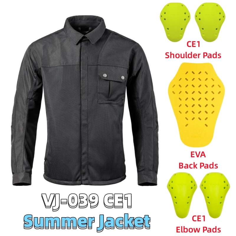 

VEMAR Men CE Protective Motorcycle Riding Jacket Summer Breathable Mesh Retro Black Upgraded for Motorbike Jacket