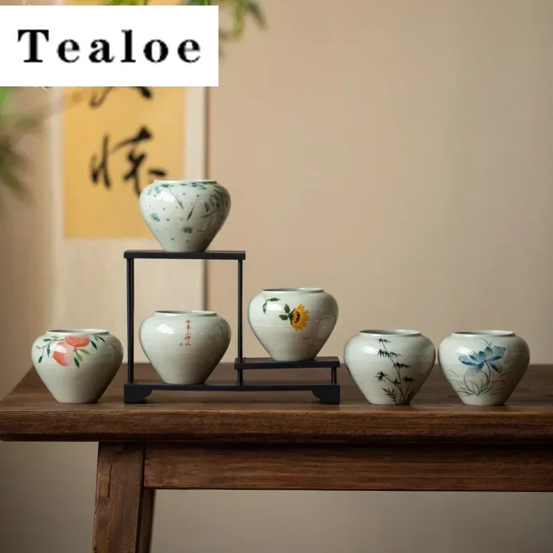 

700ml Pure Hand Painted Ceramic Tea Washing Made Water Bowl Cup Household Tea Residue Bucket