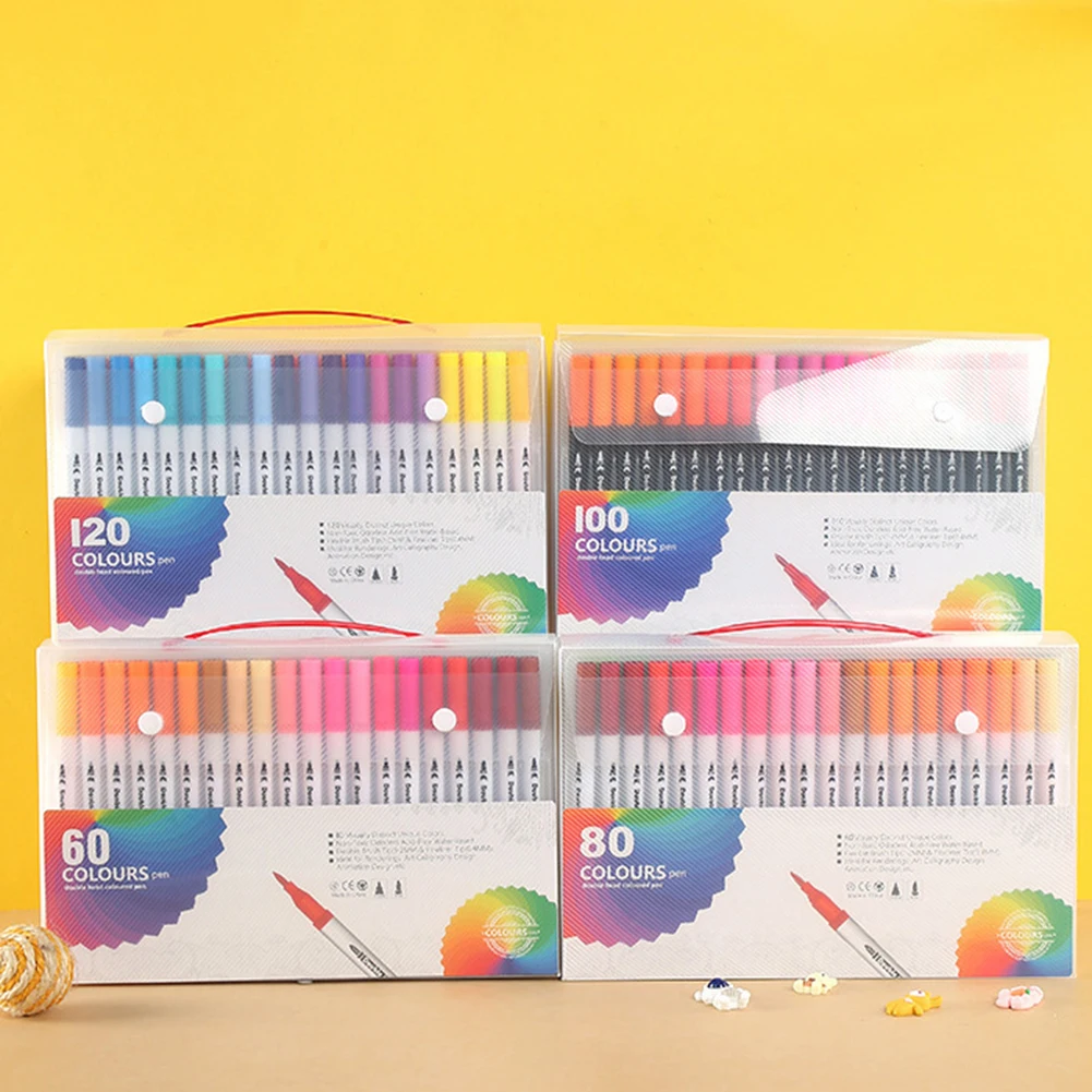 Professional Dual Ended Coloring Pens Multifunctional Portable Drawing Pen For Students Children