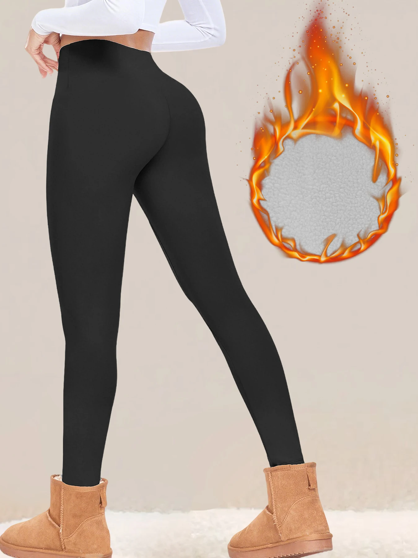 Leggings térmicos de cintura alta para mujer, forro polar, tela suave y gruesa, Control de barriga, entrenamiento de invierno, correr, Yoga, pantalones cálidos