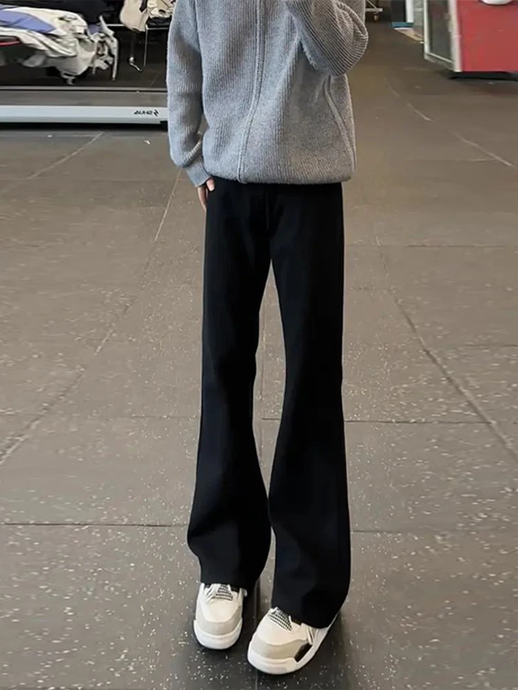 

Мужские джинсы Cleanfit с высокой талией, на флисовой подкладке, прямого кроя, черные, буткат, повседневные, из смесового хлопка и полиэстера, деним