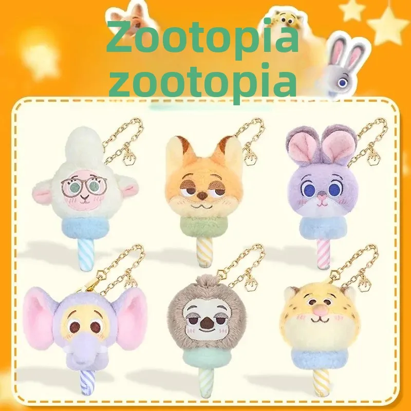 

Disney Genuine Zootopia Cotton Candy Series Plush Toys Judith Nick Plush Keychain Playful Collection Cute Doll Pendant