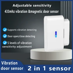 2024 Vibration Sensitive Adjustable Wireless 433mhz Glass Break Vibration Sensors Door Window Alarm Detector For Home Alarm Kit