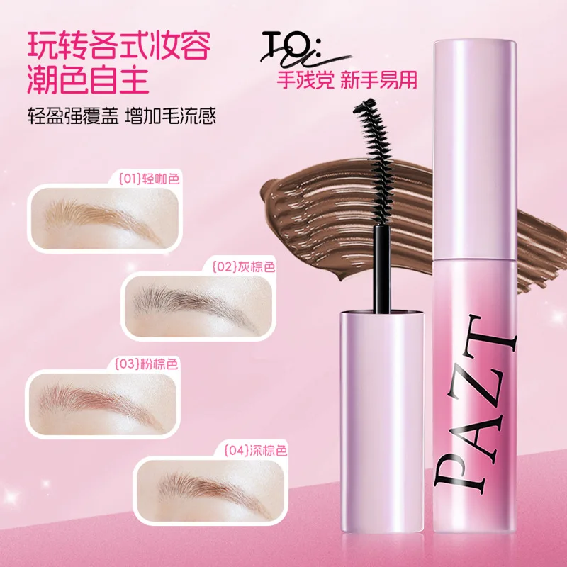 Tinte de cejas marrón de 4 colores, fácil de usar, un pincel para colorear, maquillaje resistente al agua de larga duración para cejas de aspecto más completas y definidas