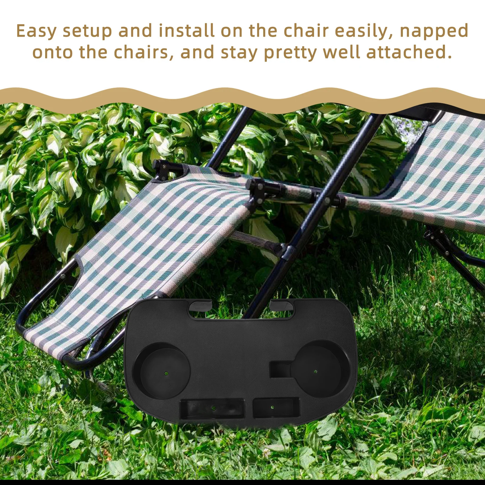 

Lounge Chair Cup Holder Clip on Tray Plastic Beverage Holder for Outdoor Camping Beach Yard Chair Beverage Tray