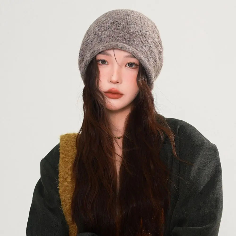 

Personality Elastic Knitted Stacked Hat Hip-hop Korean Style Y2K Pullover Cap Dome Soft Brimless Beanie Cap Women/Girls