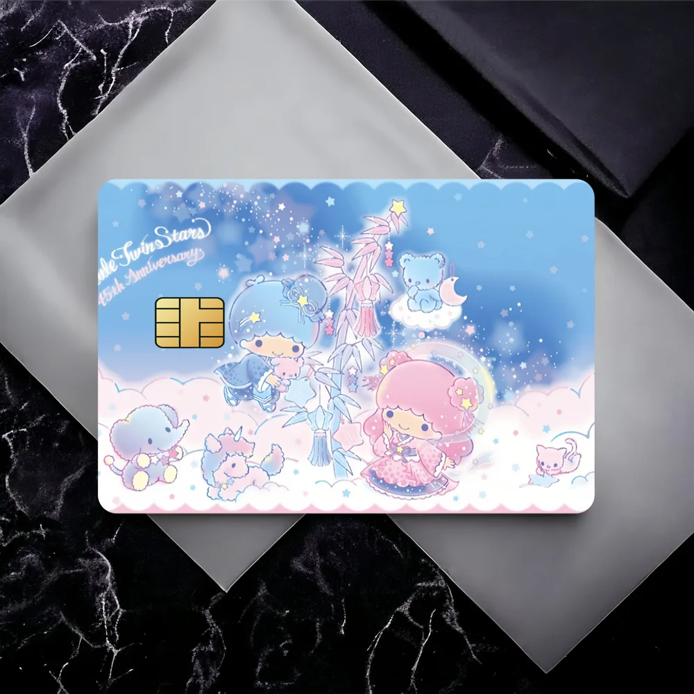 BEAST KINGDOM Cartoon Little twin stars K-KiKi Lala Bank Credit Cards Bus Pass Stickers Cool Decoration Waterproof 4PCS Card