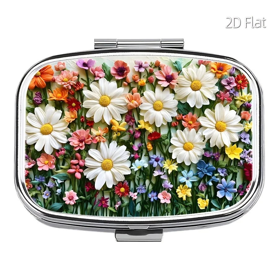 Flat Design, 1 Piece Pill Box, Double-Compartment Mini Portable Pill Box, Suitable for Travel, Outdoor Sports, and Wallets, Portable Tablet Case, Multifunctional Metal Box, Can Be Used for Decoration, Jewelry, Earrings, Medicines, and Other Items.