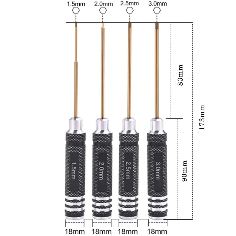 0.9-4mm Allen Hex Screwdrivers Key 0.9/1.5/2.0/2.5/3mm Hexagon Screw-driving for RC Helicopter Drone Aircraft Model Repair Tool