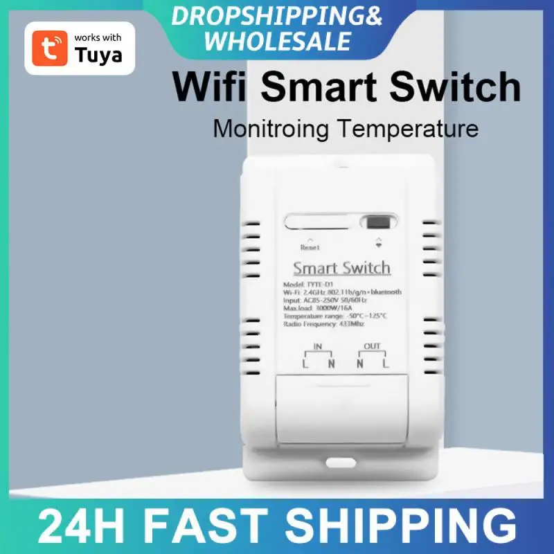 防水インテリジェントサーモスタット,温度センサー,リアルタイムモニター,wifi,Tuya Smart,ds18b20,16A,RF433