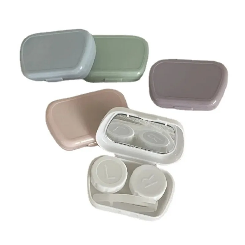 Eye Contacts with Mirror Contact Lens Case Colored Lenses Container Box for Party Travel Set Cute Portable Small Backpack