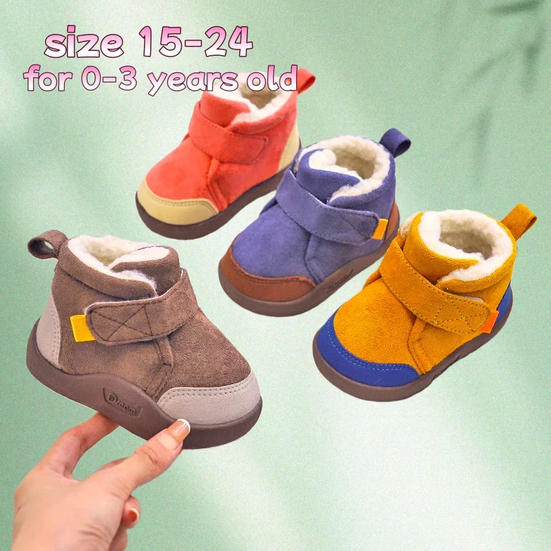 

Baby Winter Snow Warm Boots Infant Girl Shoe Cotton Plush Toddler Kids Boy Short Boot Non-Slip