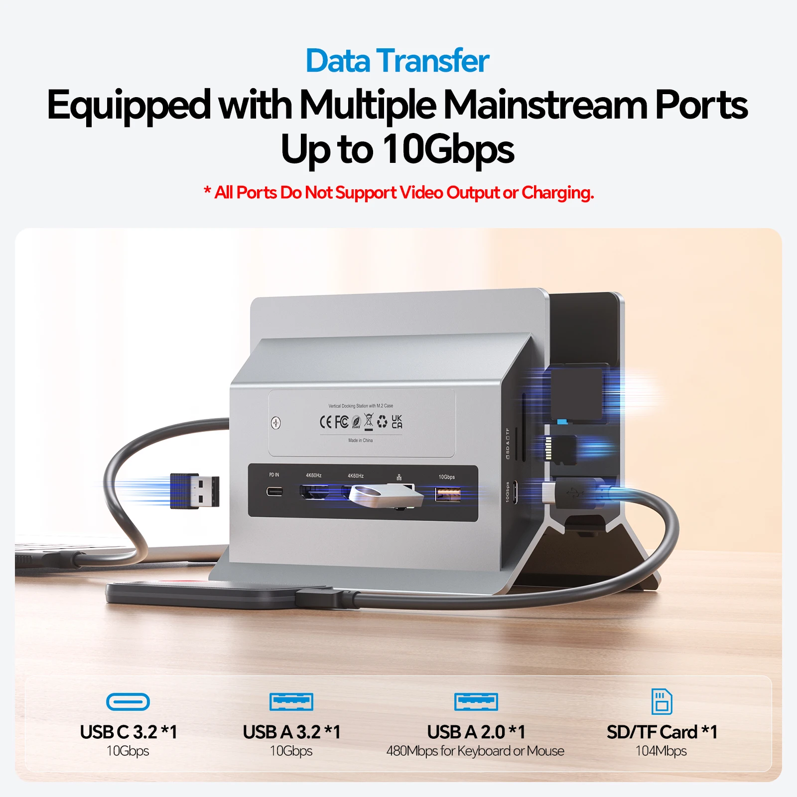 PULWTOP 맥북 도킹 스테이션 듀얼 모니터 (2개의 HDMI 4K60Hz, USB A/C 10Gbps, PD, 이더넷 지원) 맥북 프로 에어 M3 M4 M5용